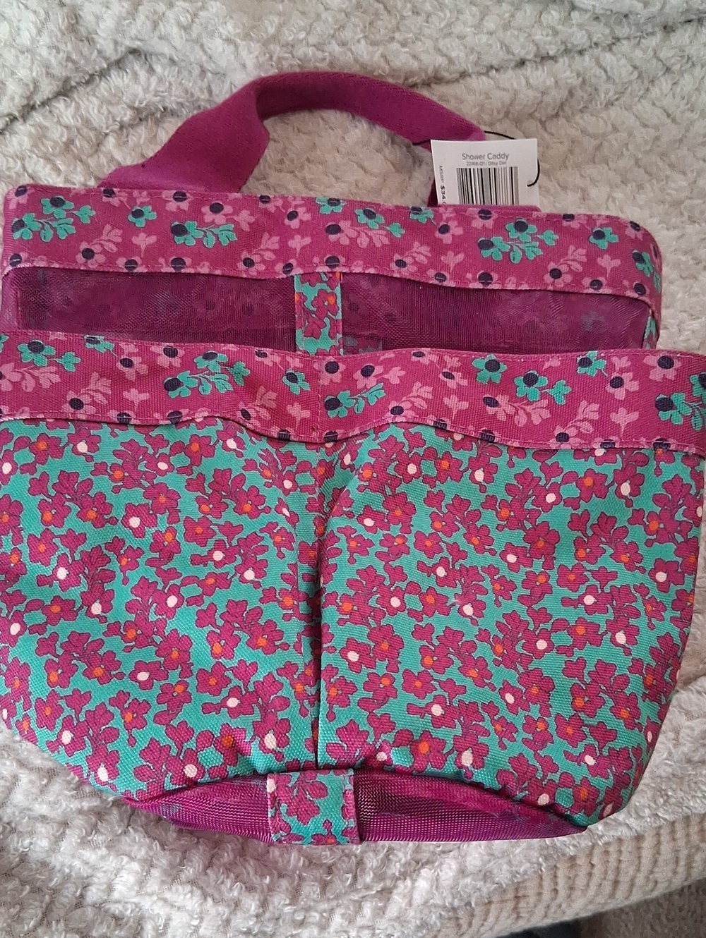 Womens Floral Pink & Teal Shower Caddy